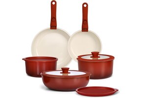 11-delige Pannenset Rood Kleurverloop - 34% Korting!