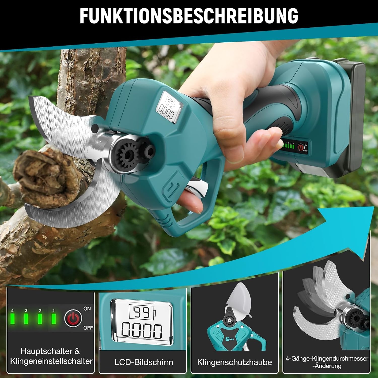 Draadloze Snoeischaar 40mm Blauw | Makita 18V Accu | 34% Korting