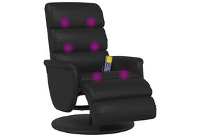 Draaibare Massage Recliner Stoel Zwart Nep Leer - 35% Korting
