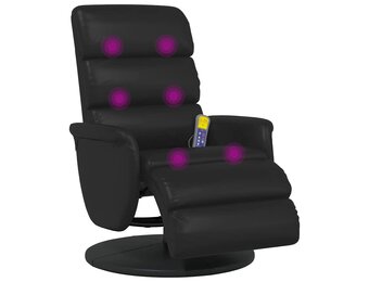 Draaibare Massage Recliner Stoel Zwart Nep Leer - 35% Korting