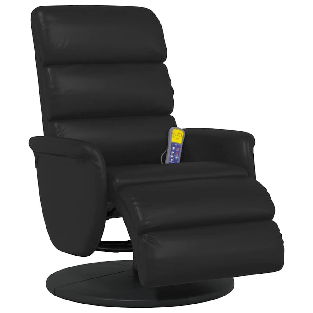 Draaibare Massage Recliner Stoel Zwart Nep Leer - 35% Korting
