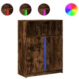 Dressoir met LED, 77x34x100 cm, Bewerkt Hout, Gerookt Eiken - 34% Korting