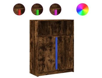Dressoir met LED, 77x34x100 cm, Bewerkt Hout, Gerookt Eiken - 34% Korting