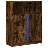 Dressoir met LED, 77x34x100 cm, Bewerkt Hout, Gerookt Eiken - 34% Korting