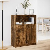 Dressoir met LED, 77x34x100 cm, Bewerkt Hout, Gerookt Eiken - 34% Korting