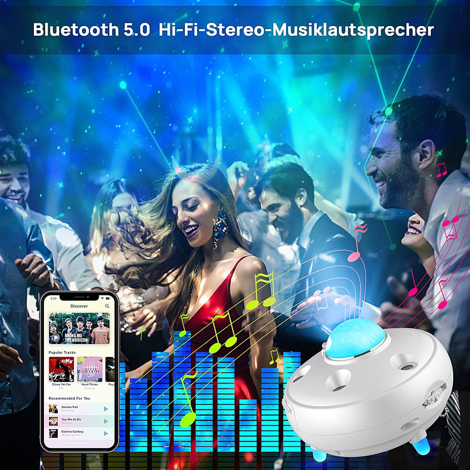 Galaxy Sterrenprojector Nachtlamp voor Kinderen - 12 Sterrenbeelden, Muziek, Timer - 29% Korting