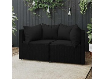 VidaXL Tuinhoekbank met Kussens 2x Poly Rattan Zwart - 54% Korting