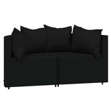 VidaXL Tuinhoekbank met Kussens 2x Poly Rattan Zwart - 54% Korting