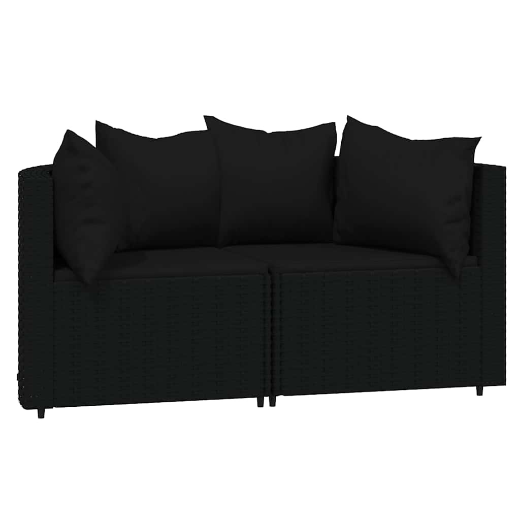 VidaXL Tuinhoekbank met Kussens 2x Poly Rattan Zwart - 54% Korting