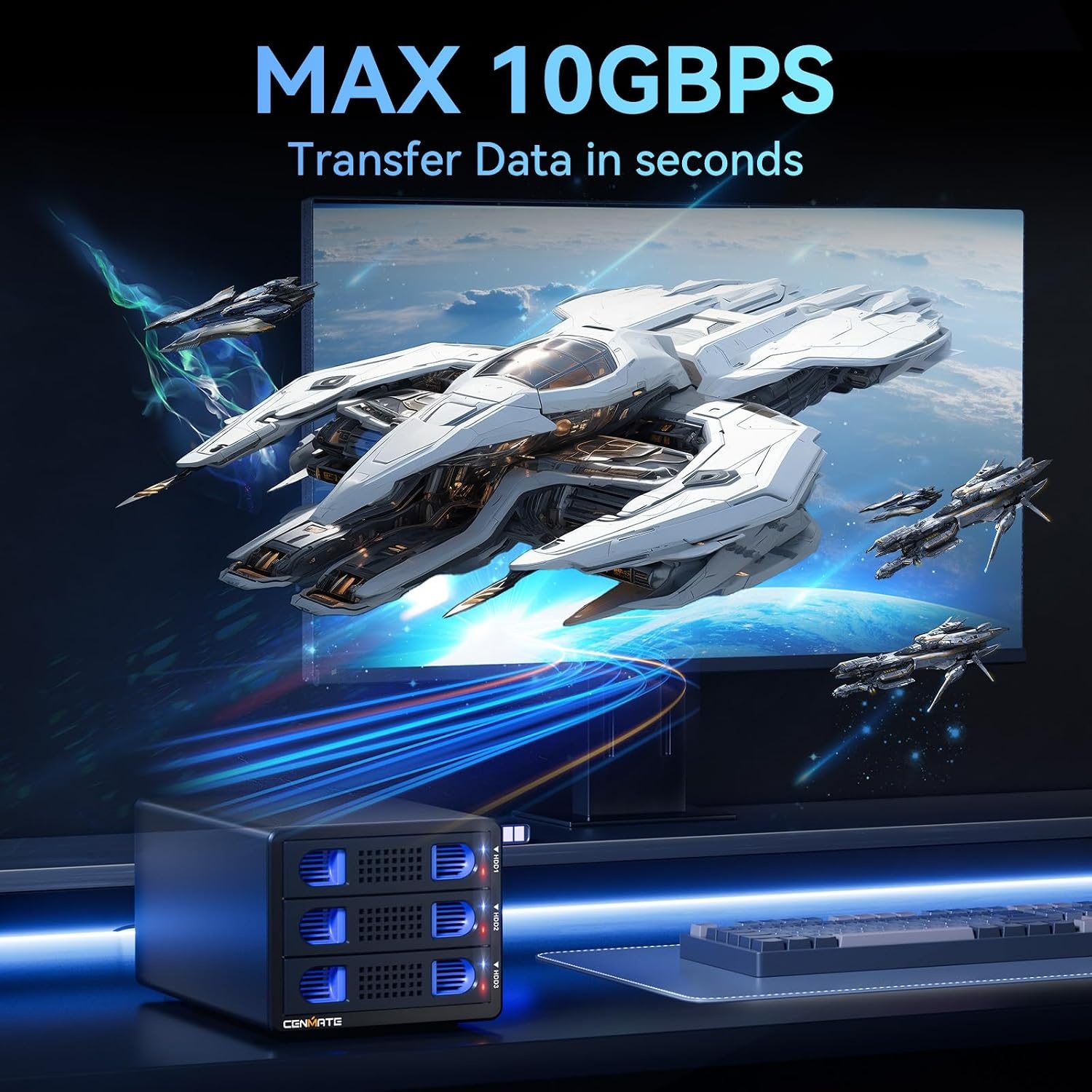 Harde Schijf Behuizing 3-bay Aluminium - 10Gbps USB 3.2 - Max 60TB