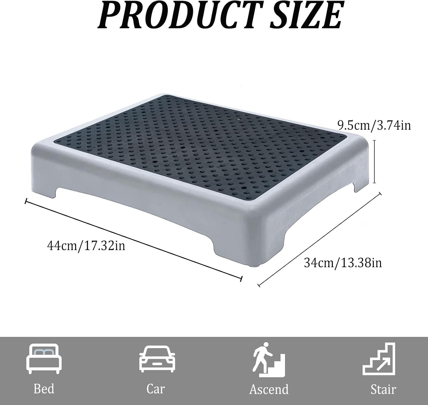 Antislip Opstapje Senioren & Badkamer - Zwart, 44x34x9,5 cm - 33% Korting