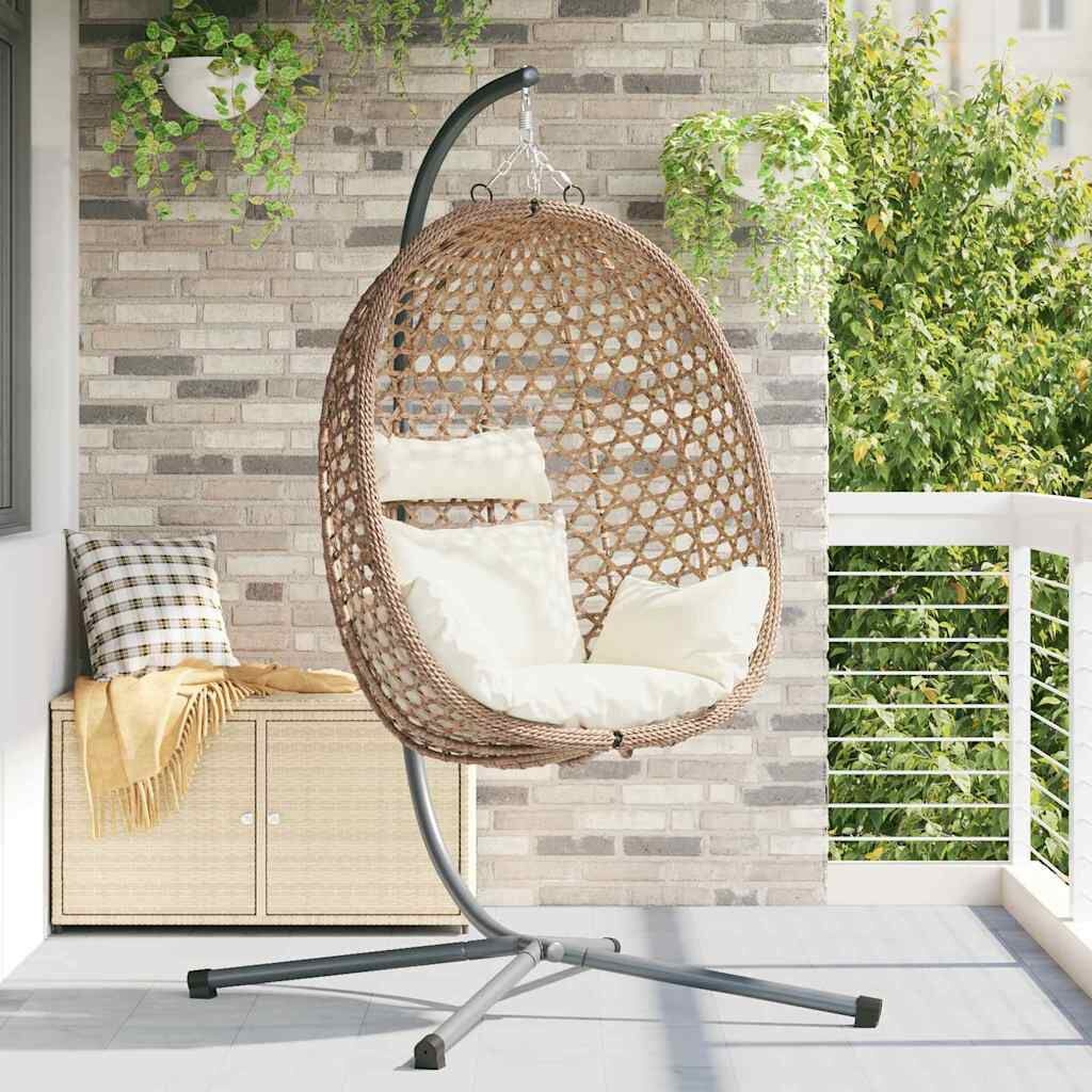 vidaXL Hangende Eierstoel Poly Rattan Koffiebruin - 35% Korting
