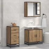 vidaXL Dressoir Artisanaal Eikenhout 35x35x76 cm - 54% Korting