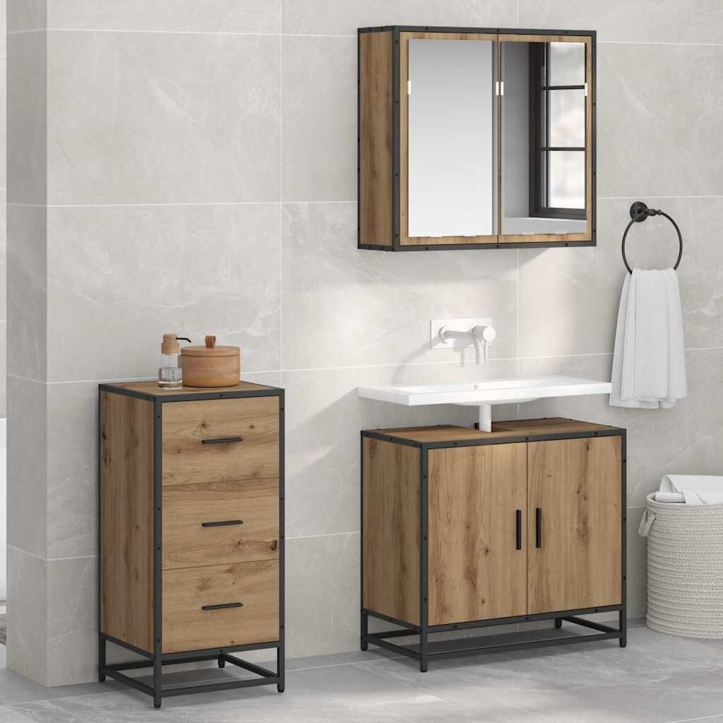 vidaXL Dressoir Artisanaal Eikenhout 35x35x76 cm - 54% Korting