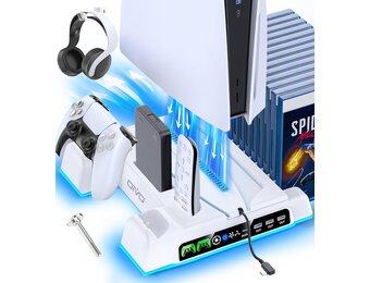 PS5 Koelstandaard met Oplader & Ventilator (Wit) - 33% Korting