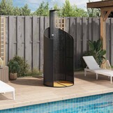 Buitendouche Poly Rattan & Acaciahout Zwart - 55% Korting