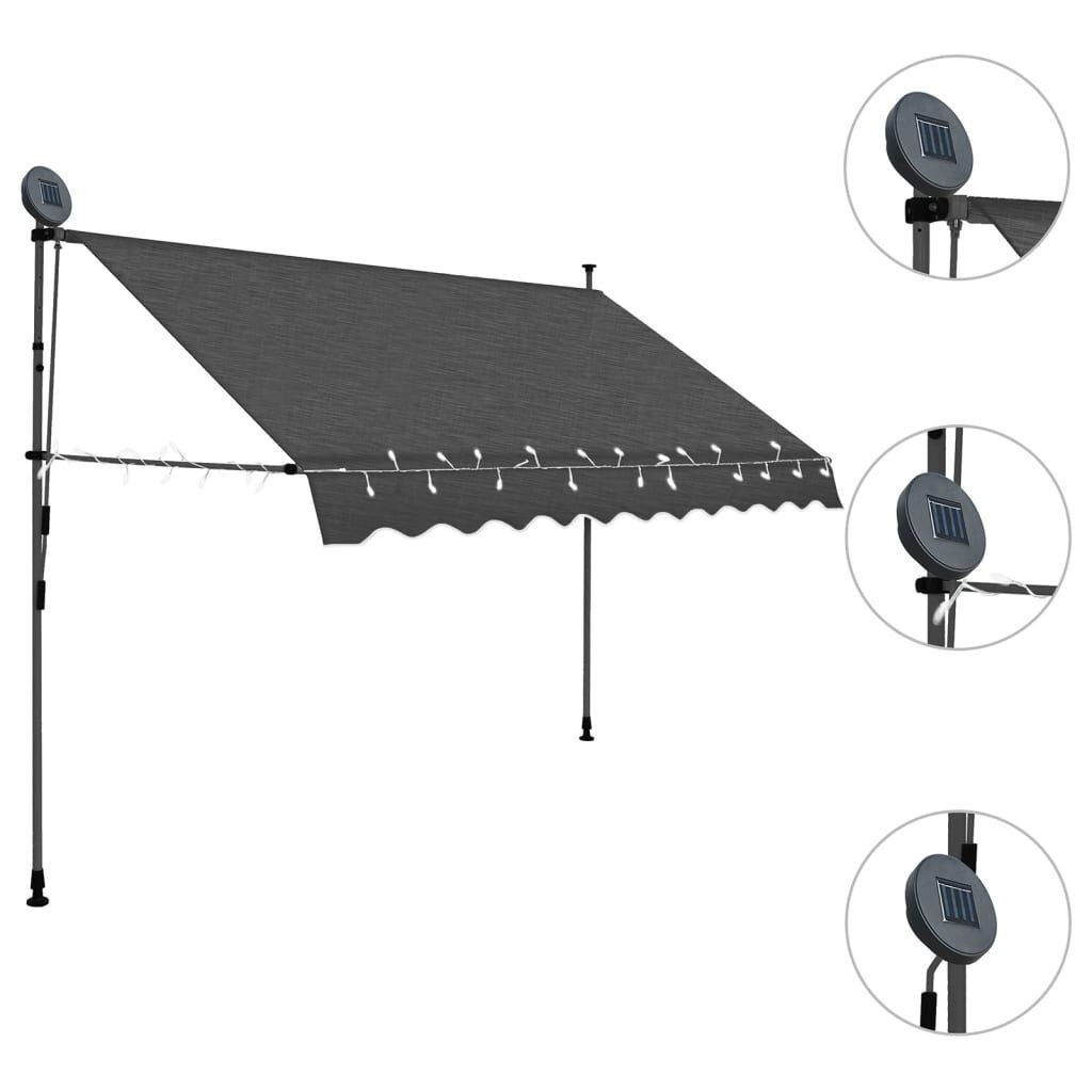 vidaXL Luifel 300cm Antraciet met LED - 54% Korting