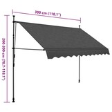 vidaXL Luifel 300cm Antraciet met LED - 54% Korting