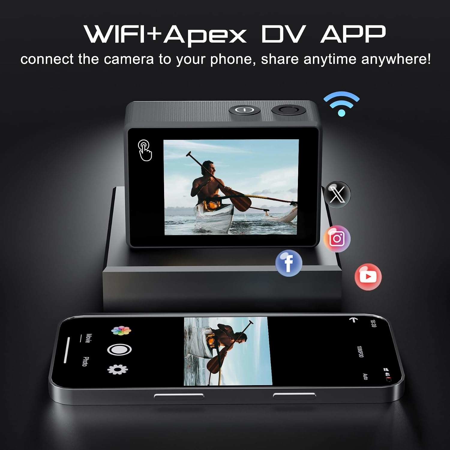 4K Sportcamera met 48MP, 128GB kaart, 40m waterdicht, 2 Accu's & Touchscreen | 34% Korting