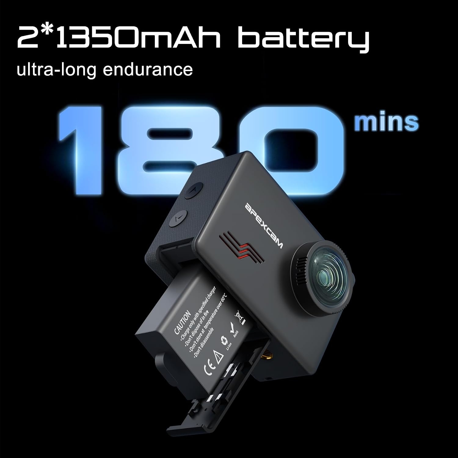 4K Sportcamera met 48MP, 128GB kaart, 40m waterdicht, 2 Accu's & Touchscreen | 34% Korting