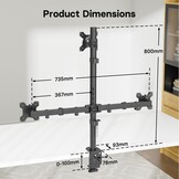 Drievoudige Monitorarm Zwart - 34% Korting
