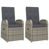 vidaXL Tuinstoelen 2x Verstelbaar met Kussens, Poly Rattan Grijs (55% Korting)
