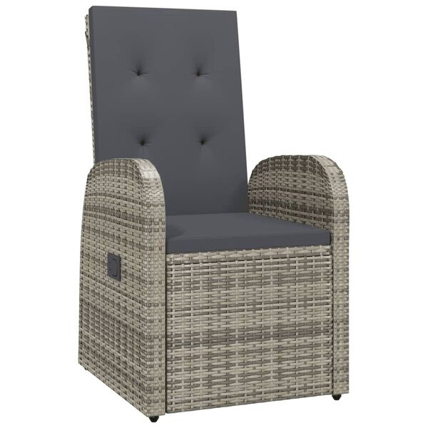 vidaXL Tuinstoelen 2x Verstelbaar met Kussens, Poly Rattan Grijs (55% Korting)