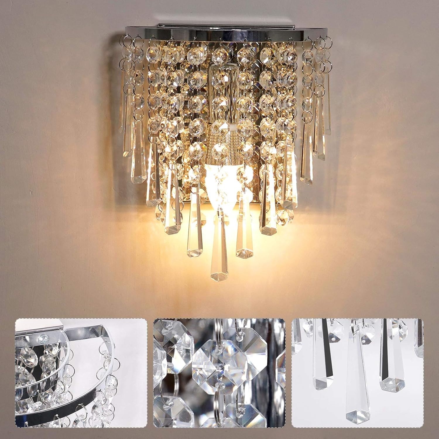 K9 Kristallen Wandlamp Chroom RVS Ringvormig - 33% Korting