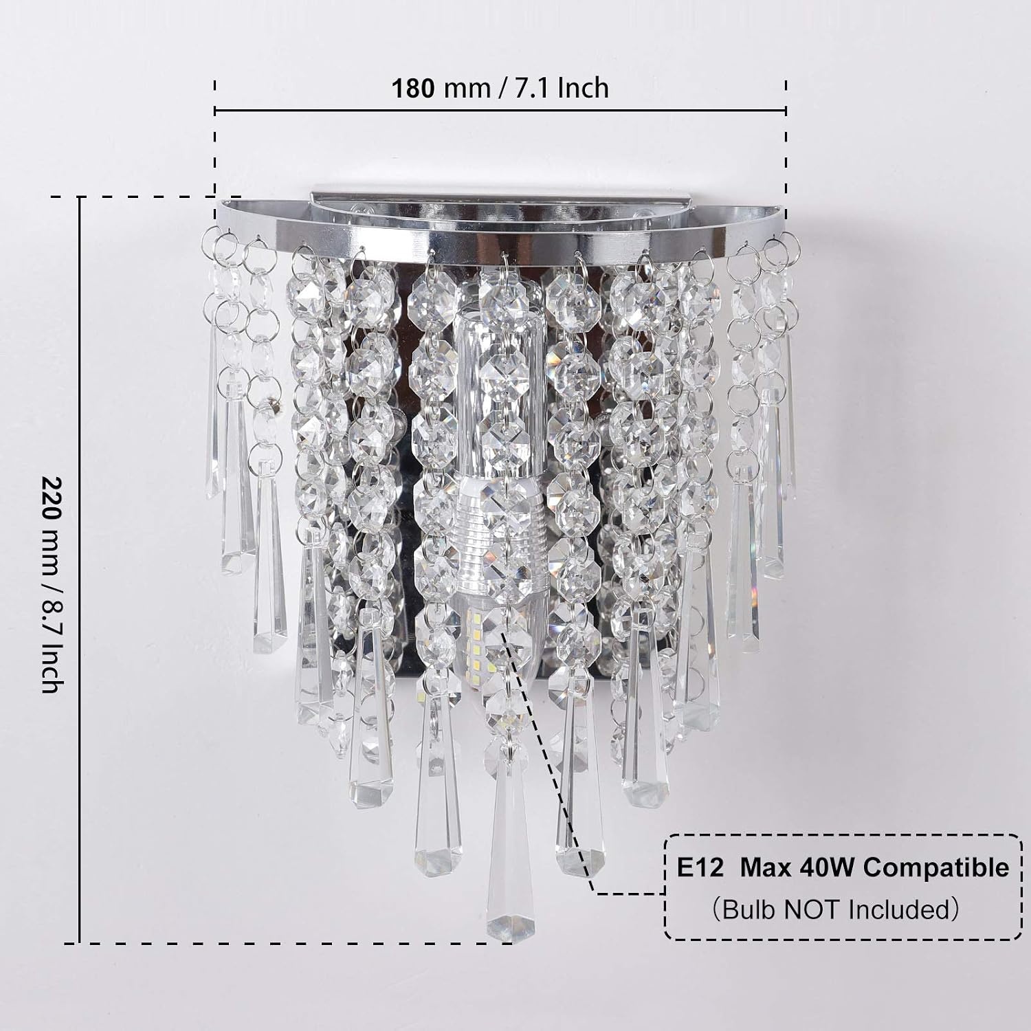 K9 Kristallen Wandlamp Chroom RVS Ringvormig - 33% Korting