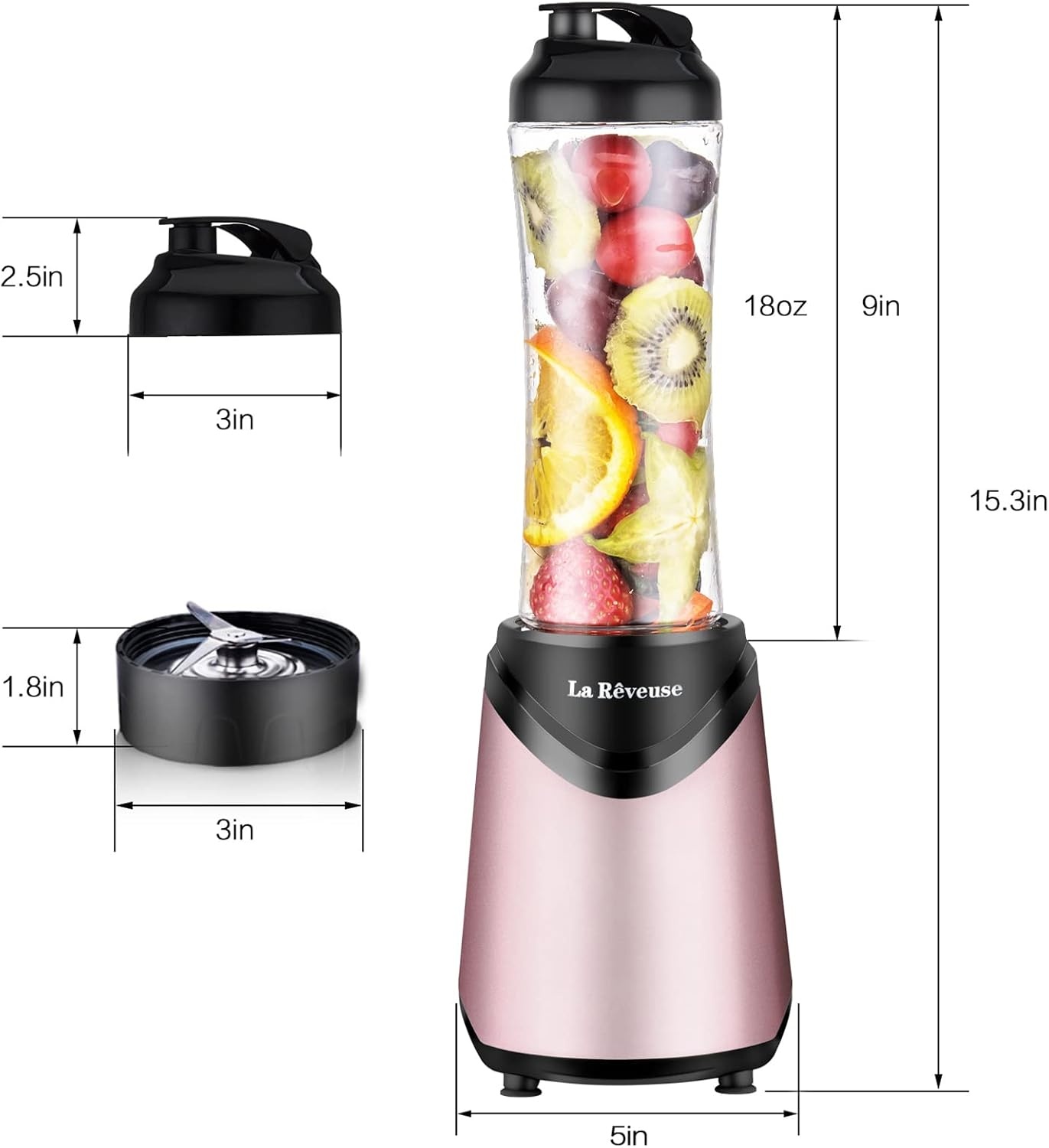 Blender Smoothie Mixer 300W Roze | Inclusief 2 Flessen | 33% Korting