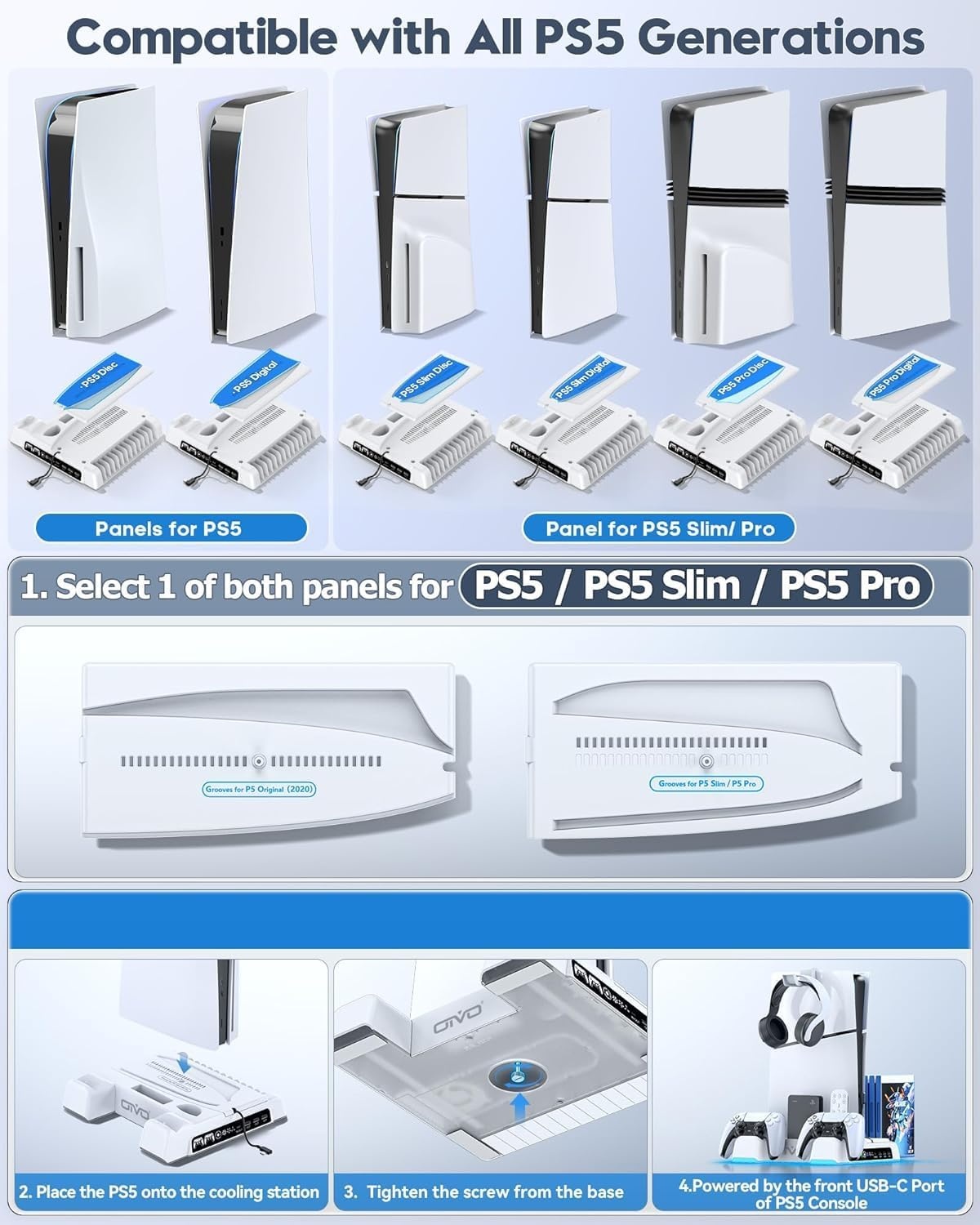 PS5 Koelstandaard met Oplaadstation & 3 Ventilatorsnelheden (33% Korting)