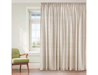 Vitragegordijn Linnenlook Kant-en-klaar Naturel 300x260 cm - 33% Korting