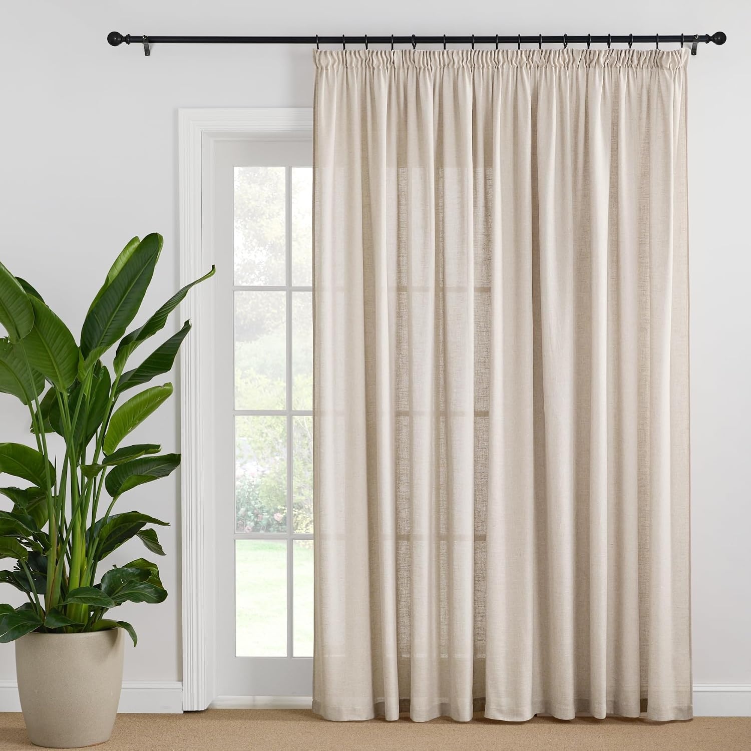 Vitragegordijn Linnenlook Kant-en-klaar Naturel 300x260 cm - 33% Korting