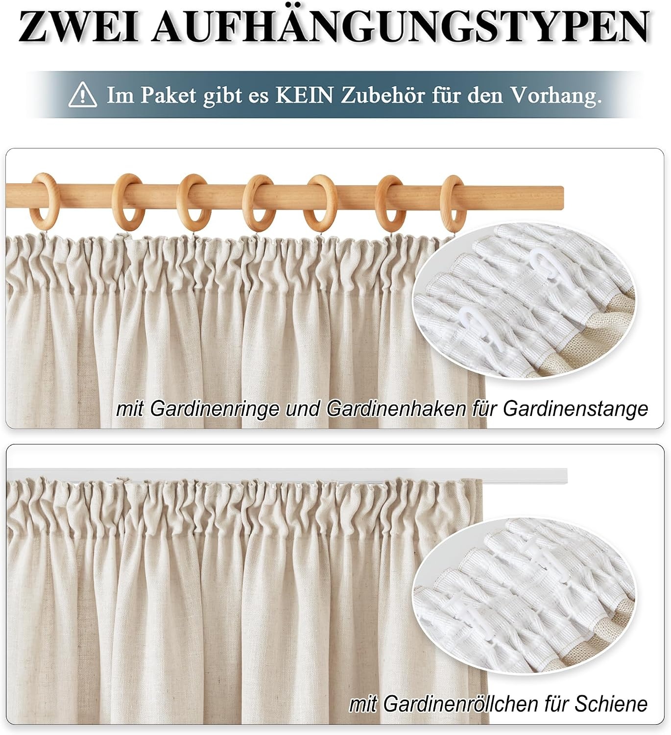 Vitragegordijn Linnenlook Kant-en-klaar Naturel 300x260 cm - 33% Korting