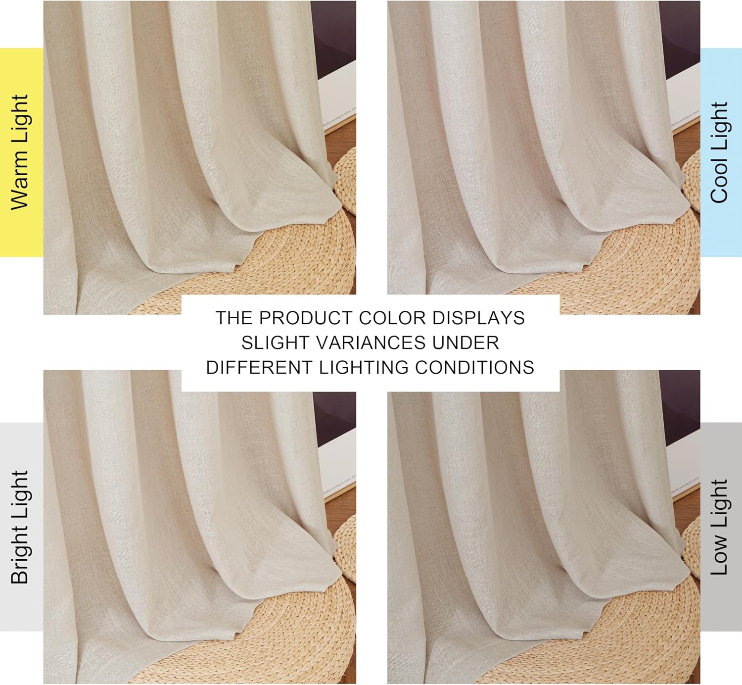 Vitragegordijn Linnenlook Kant-en-klaar Naturel 300x260 cm - 33% Korting