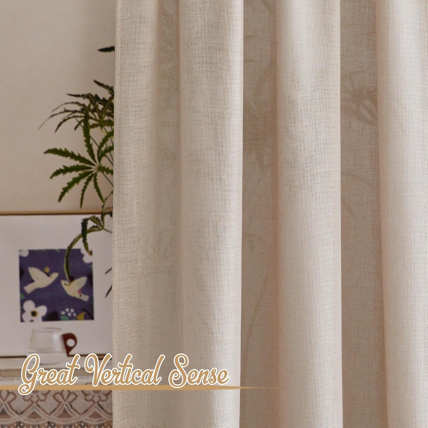 Vitragegordijn Linnenlook Kant-en-klaar Naturel 300x260 cm - 33% Korting