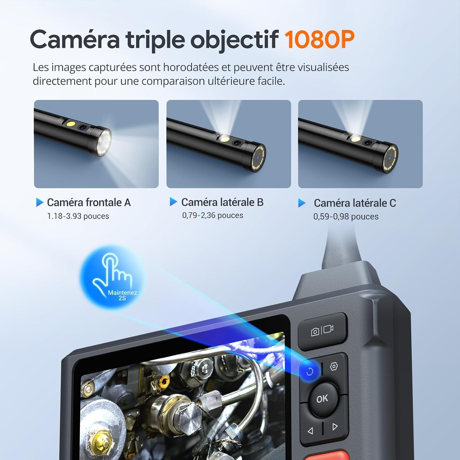 Industriële Inspectiecamera Riool 15m 3 Lens 5" IPS 1080p IP67 - 35% Korting