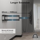 TV-Wandsteun 32-75" | Max 60 kg | Uitschuifbaar tot 1040 mm | Zwart