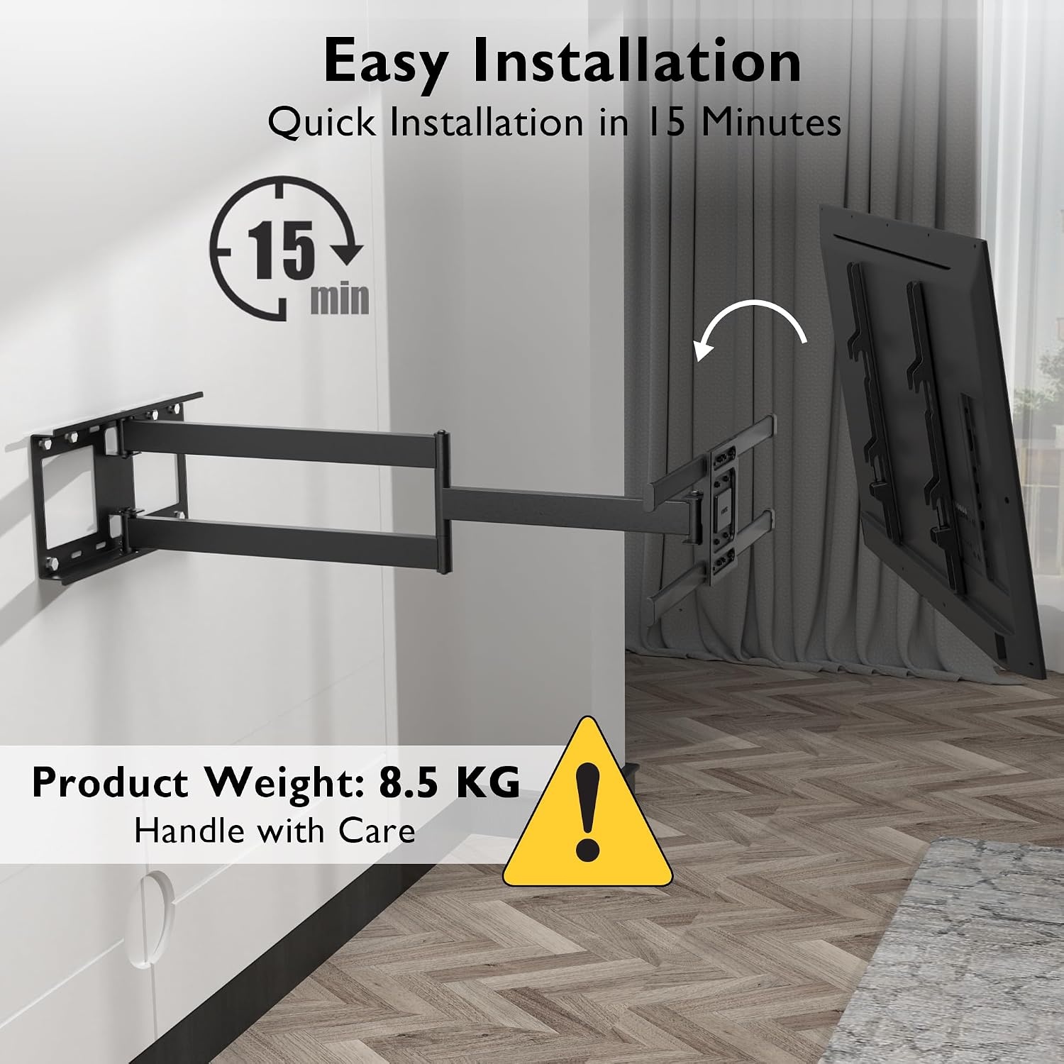 TV-Wandsteun 32-75" | Max 60 kg | Uitschuifbaar tot 1040 mm | Zwart