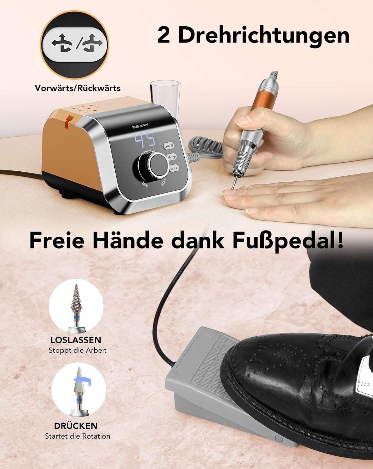 Professionele Nagelfrees 45.000 RPM - Oranje | 34% Korting