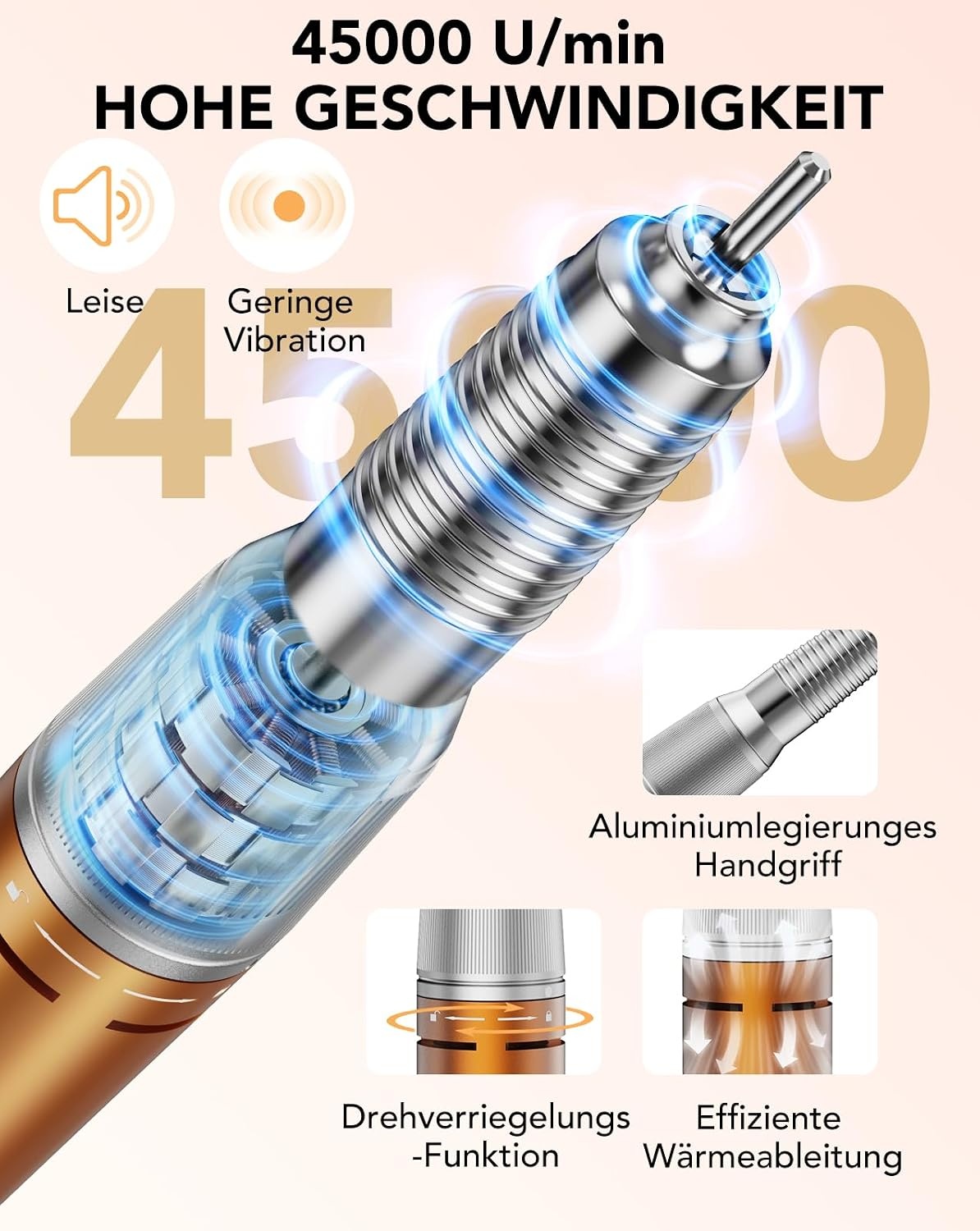 Professionele Nagelfrees 45.000 RPM - Oranje | 34% Korting