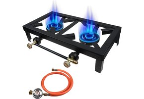 2-pits Camping Gasfornuis Zwart Gietijzer - 34% Korting