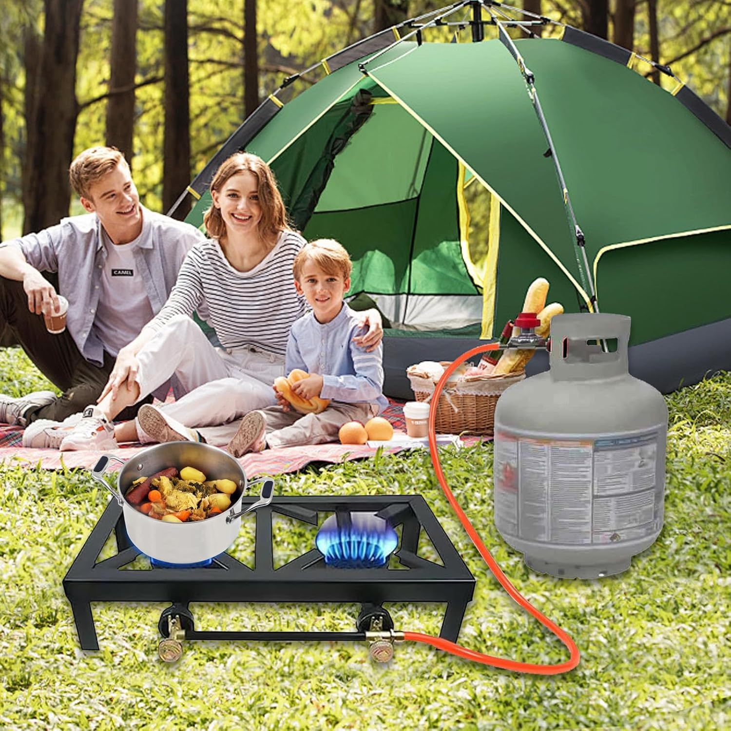 2-pits Camping Gasfornuis Zwart Gietijzer - 34% Korting