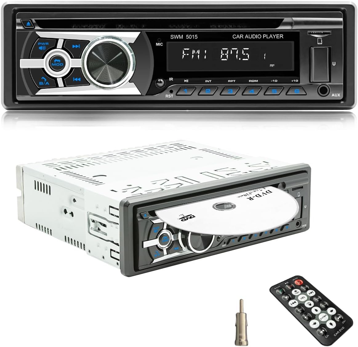 1-DIN Autoradio MP3 CD Bluetooth Handsfree USB AUX RDS 60W Zwart - 53% Korting
