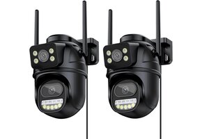 IP Bewakingscamera Set Buiten 2K 6MP PTZ Dubbele Lens met Nachtzicht & 2-Weg Audio (2 stuks)