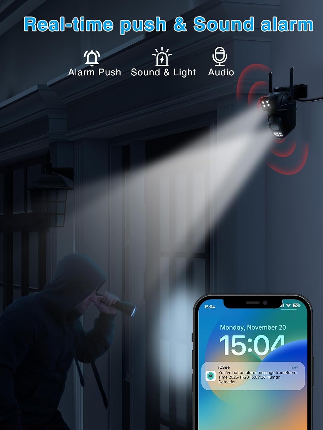 IP Bewakingscamera Set Buiten 2K 6MP PTZ Dubbele Lens met Nachtzicht & 2-Weg Audio (2 stuks)