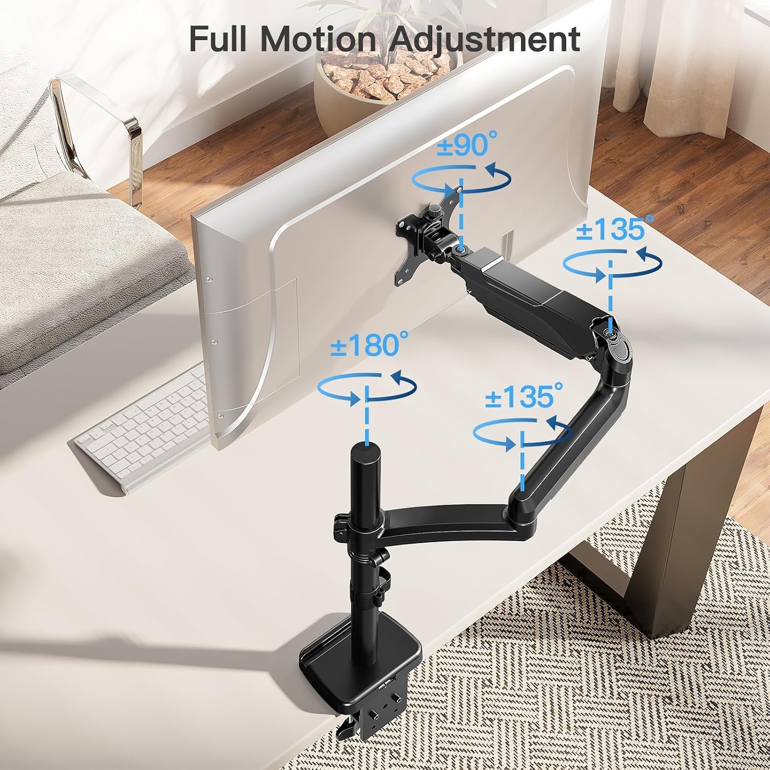 Monitorarm Zwart 22-32 inch, Gasveer, Extra Lang, 35% Korting