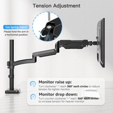 Monitorarm Zwart 22-32 inch, Gasveer, Extra Lang, 35% Korting
