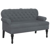 Donkergrijs Velours Bankje met Rugleuning 119,5 cm - 35% Korting