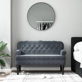 Donkergrijs Velours Bankje met Rugleuning 119,5 cm - 35% Korting